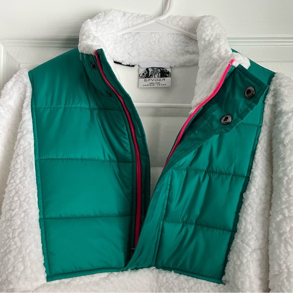 SPYDER Boulder Anorak WOMAN’s XL 1/4 zip thick sherpa jacket (Neon Pink Trim) - Picture 3 of 8